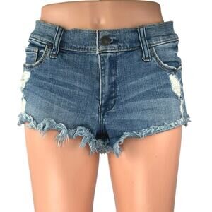 Abercrombie & Fitch Blue Medium Wash Distressed Mid Rise Cutoff Denim Shorts 4